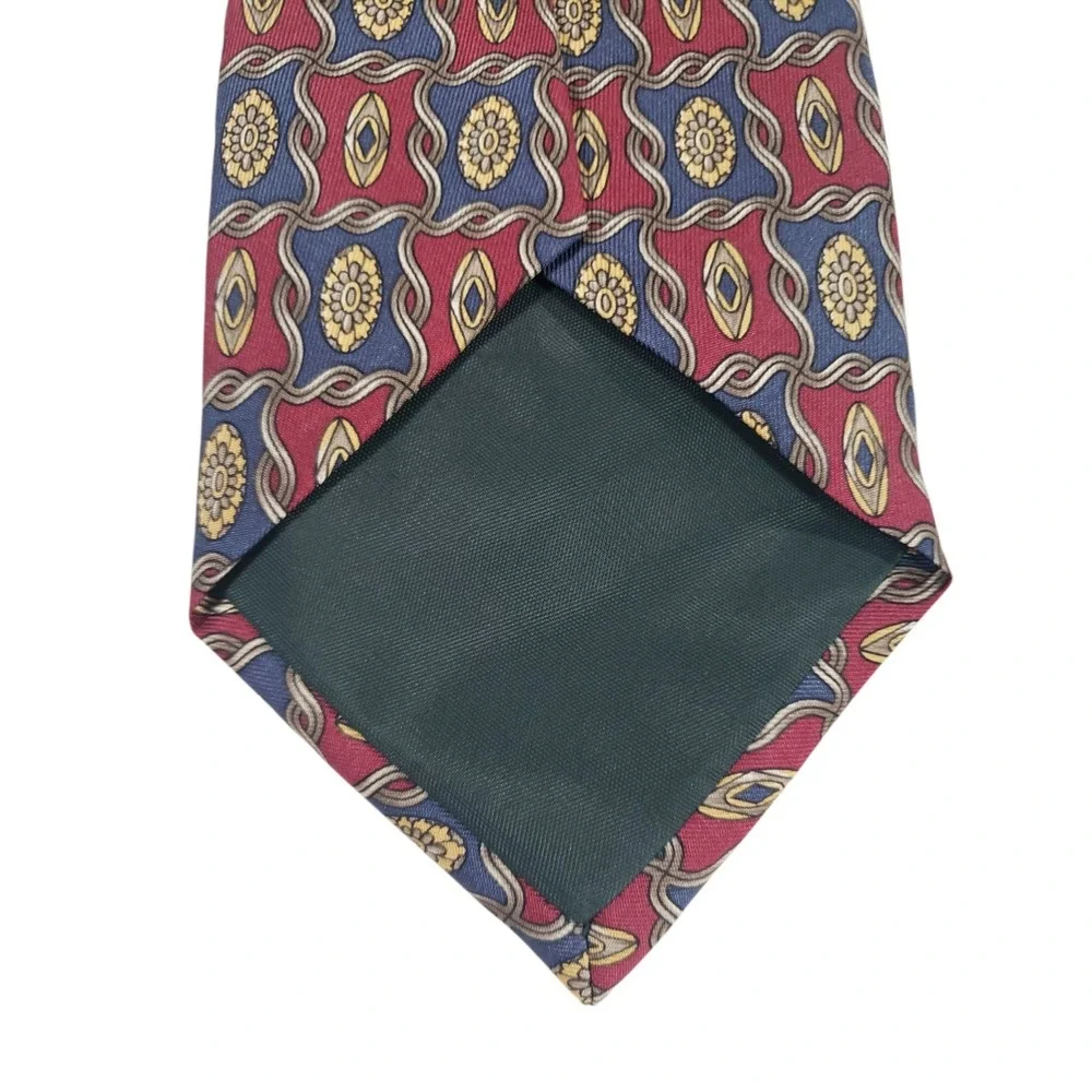 Burt Pulitzer Mens Tie Necktie Designer Luxury Red Blue Geometric‎ Corporate